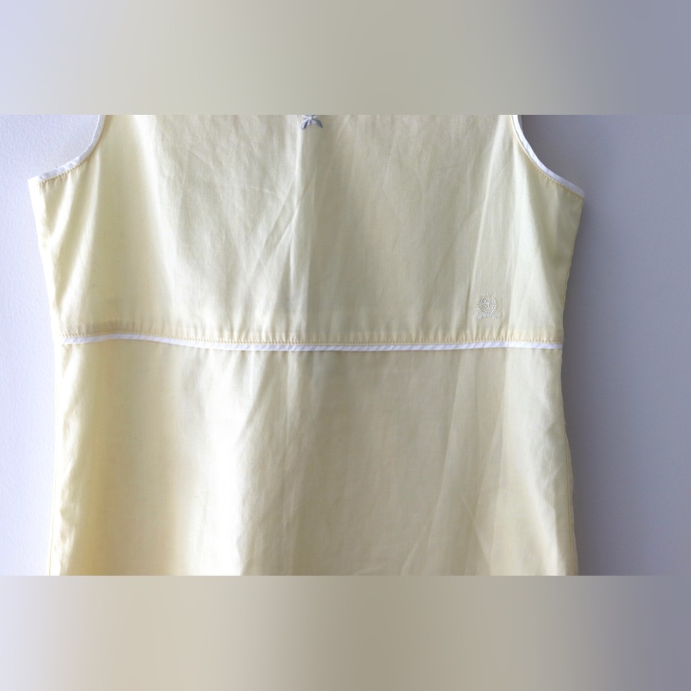 Tommy Hilfiger Girls Yellow summery dress 12 preppy solid floral embroidery - Picture 6 of 10